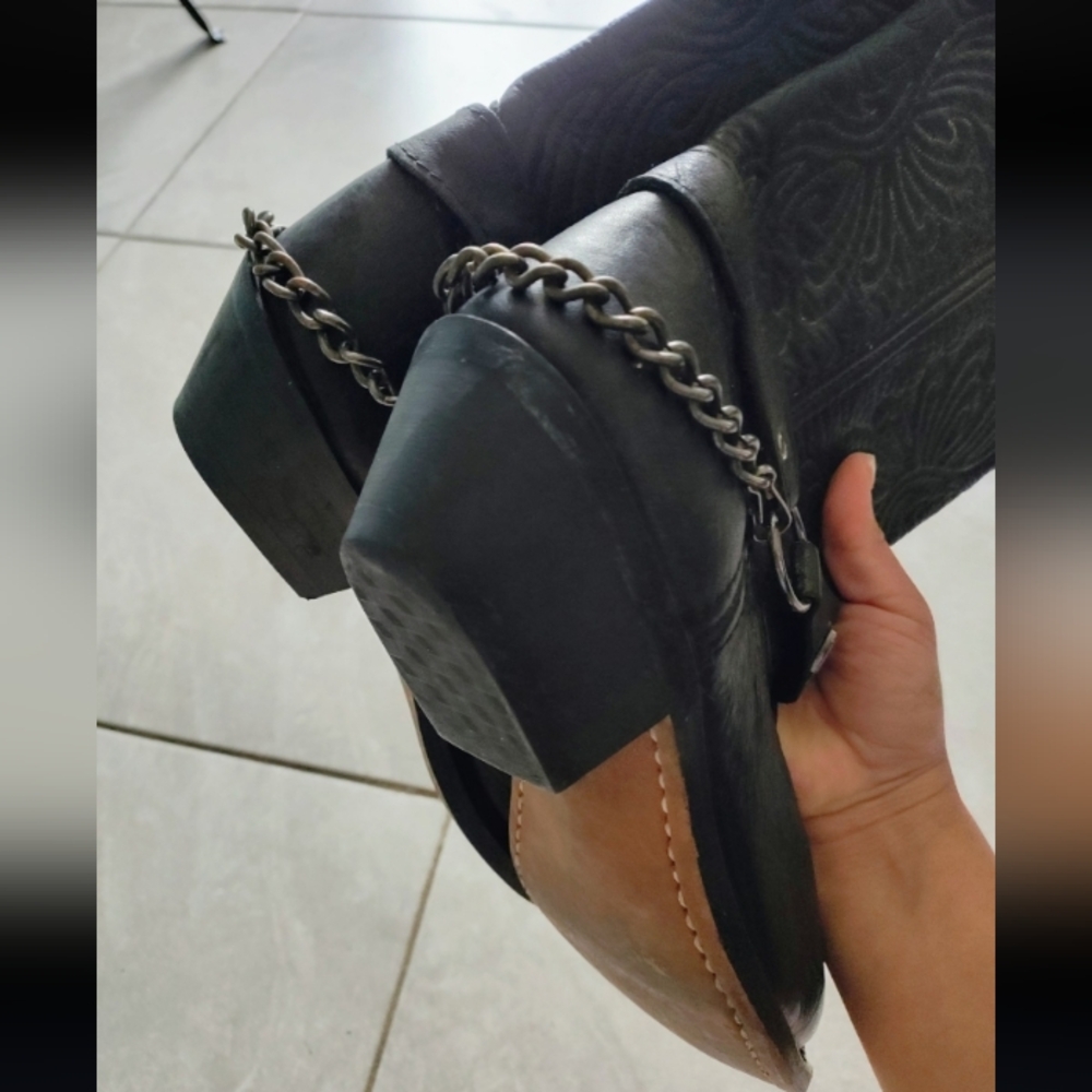 Black Western Cowboy Boots 7.5 - Picture 8 of 9